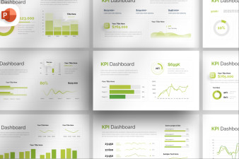 Green Fresh KPI Dashboard - PowerPoint Template